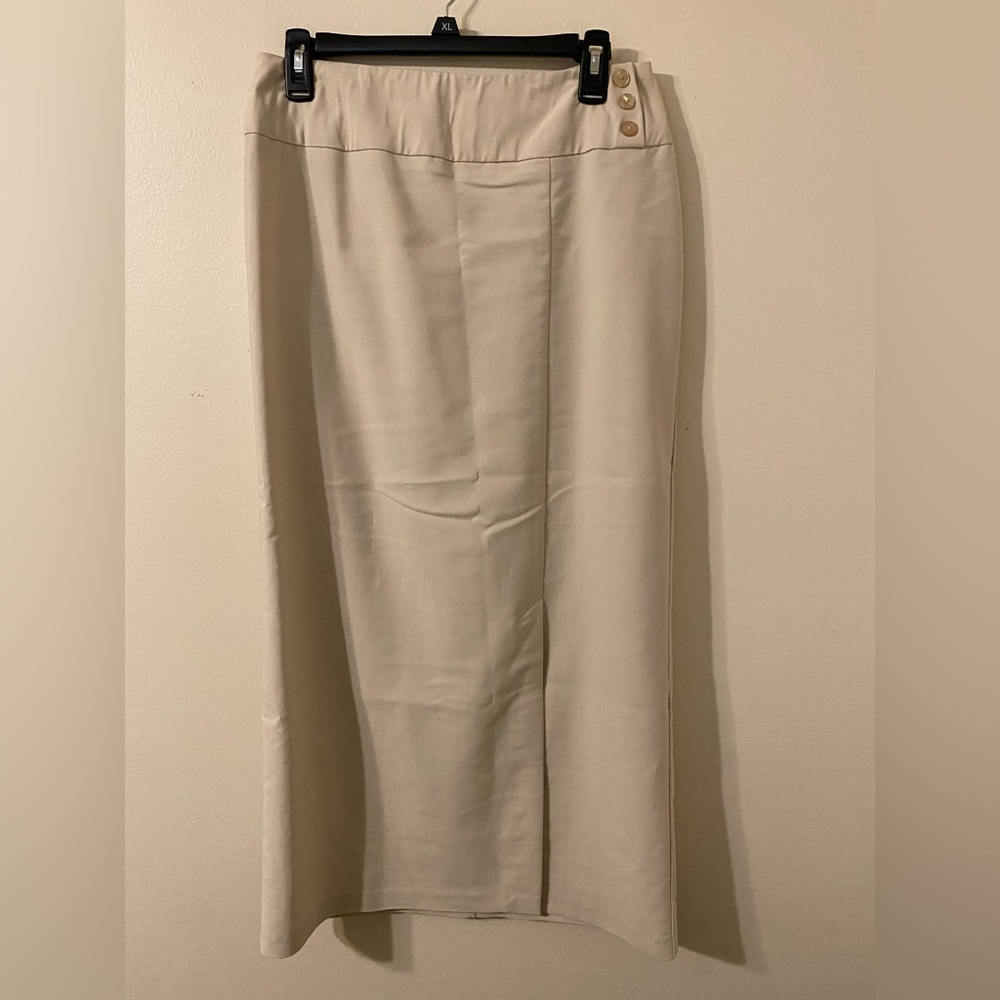 VTG 1990s Herman Geist Beige Ivory Long Maxi Skirt Size 10 36" Length